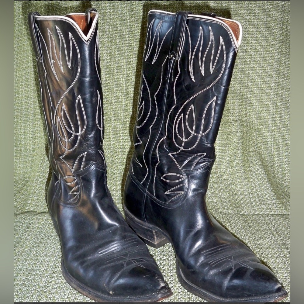 1950’s Vintage Justin Black LeatherWestern Cowboy Boots - Size 11 D